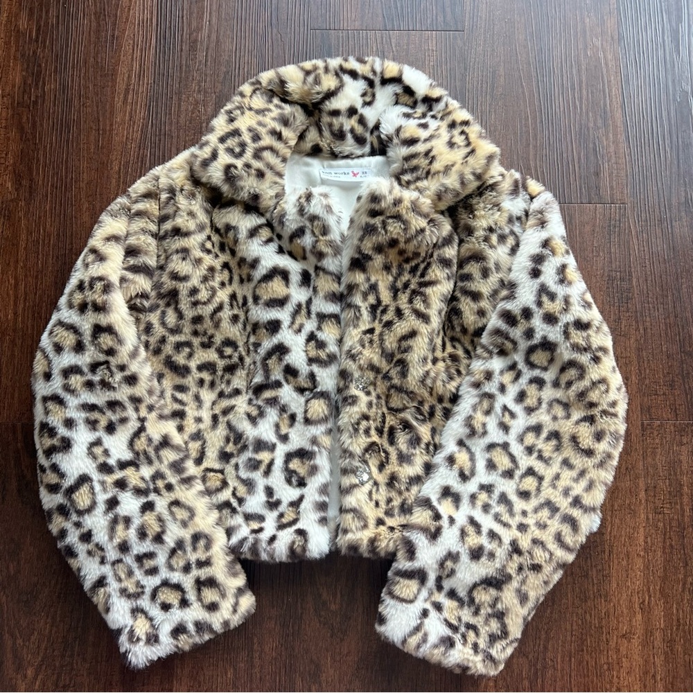 Kids Faux Fur Leopard/Cheetah Print Jacket